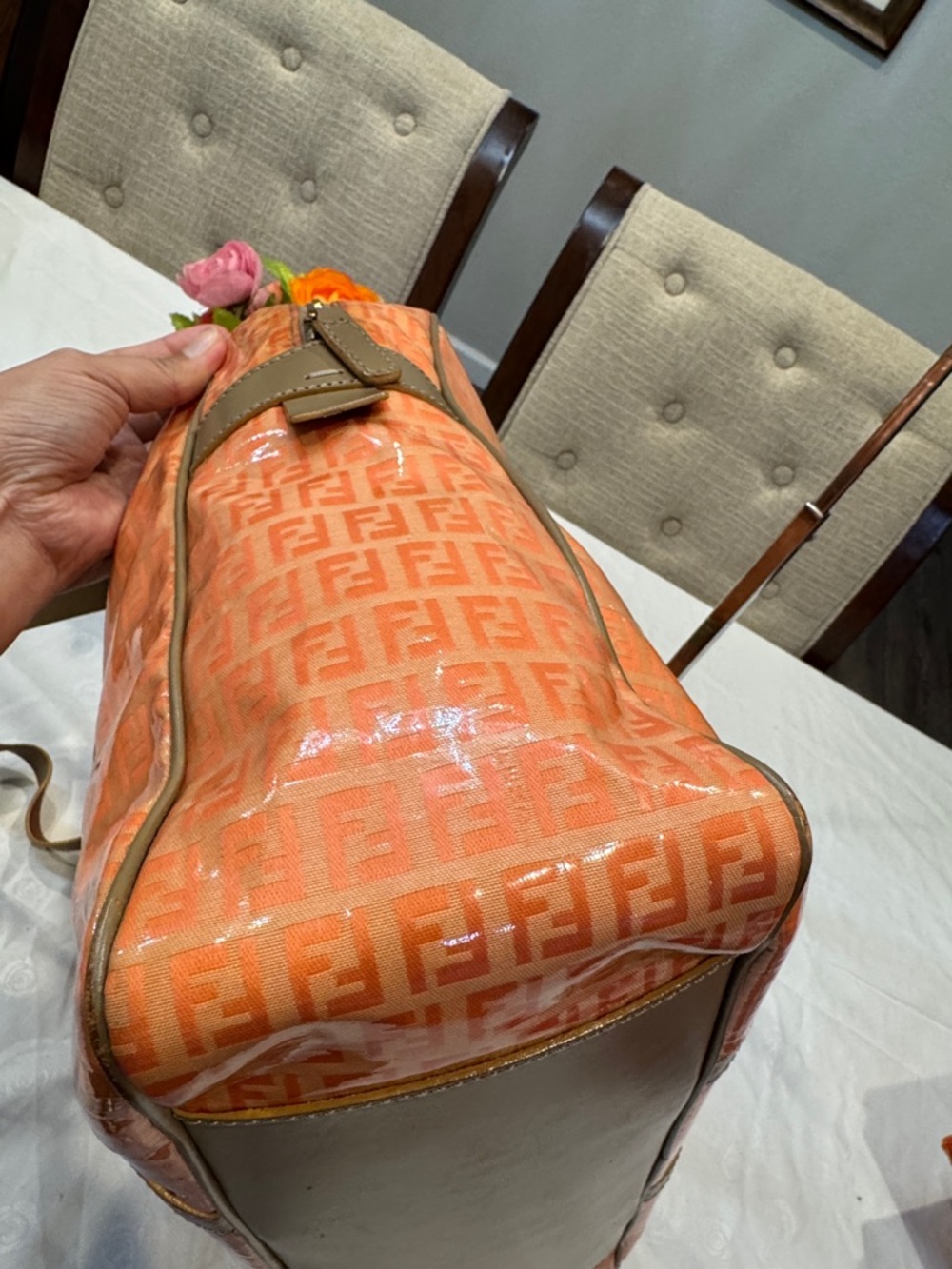 Authentic Fendi Orange FF Monogram Weekender bag - Picture 3 of 16